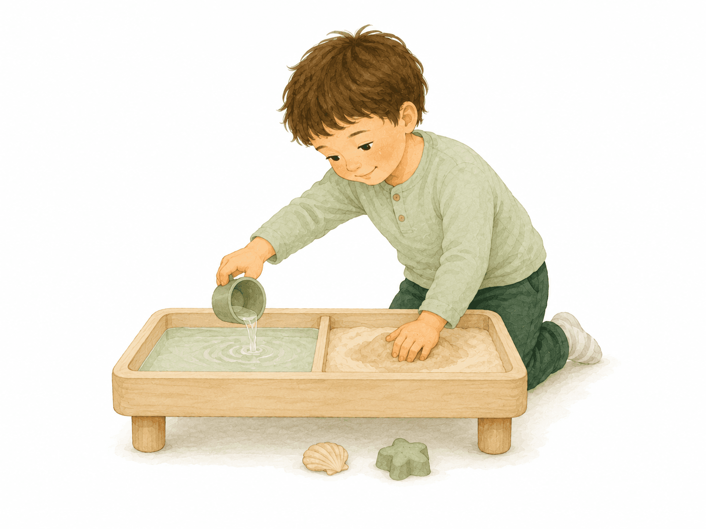 Zandbakillustratie bij speltherapie.